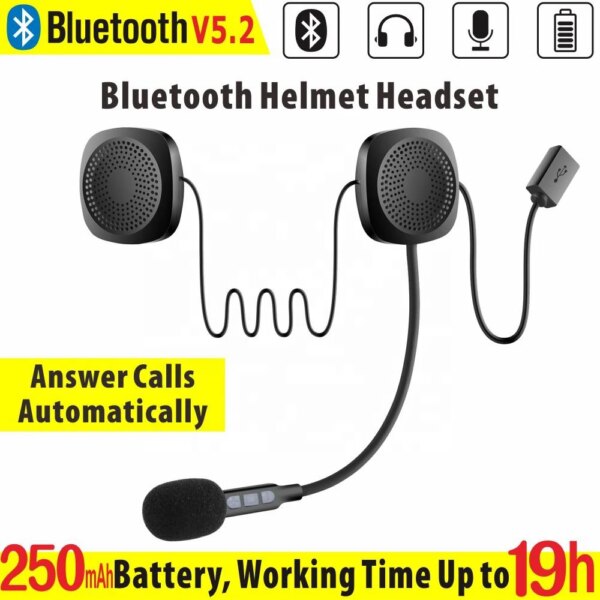 Kebidumei-auriculares inalámbricos con Bluetooth V5.0 para casco de motocicleta, cascos estéreo inalámbricos con soporte para altavoz, micrófono manos libres, Control por voz