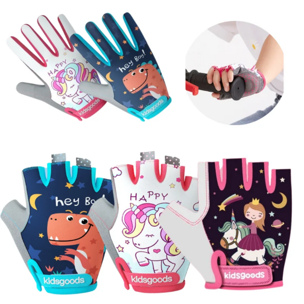 Guantes de ciclismo para niños, patín de medio dedo, guantes de bicicleta de montaña para niños, guantes deportivos para niños y niñas