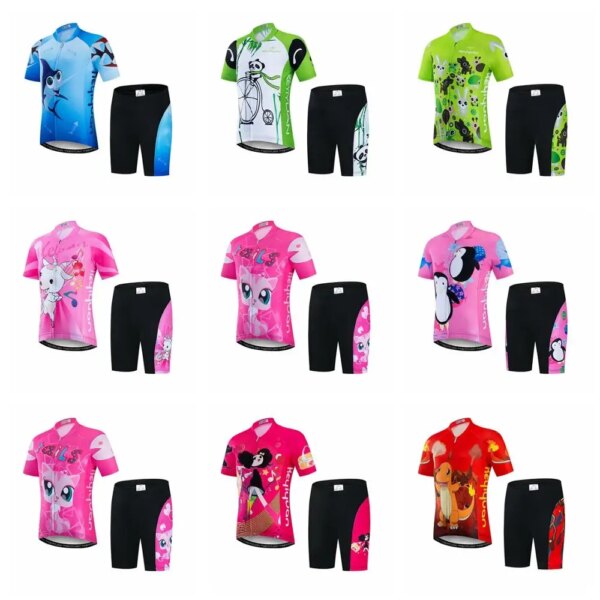 Conjunto de pantalones cortos y camiseta de Ciclismo para niños, Maillot para bicicleta de montaña y carretera, Ropa de Ciclismo, camiseta superior, traje inferior para niño y niña