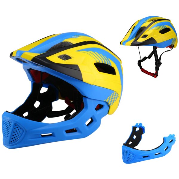 Casco de bicicleta de cara completa desmontable para niños, casco de seguridad deportivo ultraligero transpirable para bicicleta, monopatín y Scooter