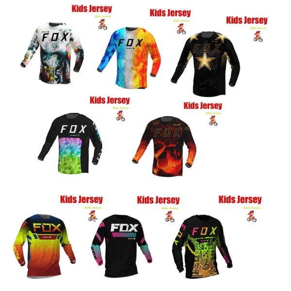 Camiseta de carreras todoterreno para niños, camiseta para bicicleta de montaña Enduro BAT FOX MTB, camiseta de secado rápido para niños, camiseta de Motocross, ropa para niños