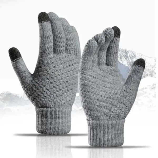 Guantes tejidos para mujer, lindos guantes elásticos de invierno para oficina para estudiantes, patrón de piña, ciclismo para mujer, pantalla táctil, guantes cálidos de lana Jacquard