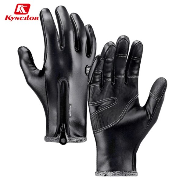 Kyncilor guantes de cuero cálidas de invierno guantes de ciclismo con pantalla táctil guantes de bicicleta a prueba de viento hombres mujeres guantes de motocicleta resistentes al desgaste