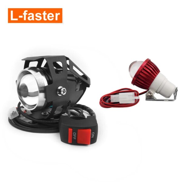 L-faster-carcasa de aluminio, faro con lente de 12V-89V y luz de freno roja, lámpara LED para bicicleta eléctrica, Scooter y motocicleta