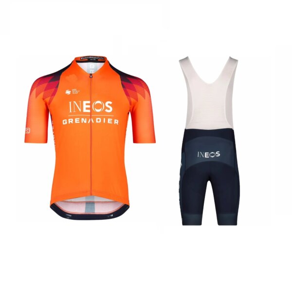 LASER CUT 2023 INEOS Grenadier Team NARANJA JERSEY DE CICLISMO DE MANGA CORTA ROPA DE CICLISMO DE VERANO ROPA CICLISMO + PANTALONES CORTOS