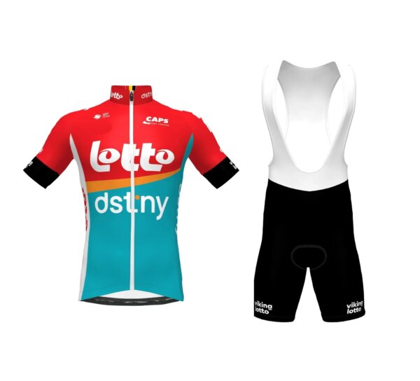 CORTE LASER 2023 Lotto Dstny Team JERSEY DE CICLISMO DE MANGA CORTA ROPA DE CICLISMO DE VERANO ROPA CICLISMO + PANTALONES CORTOS