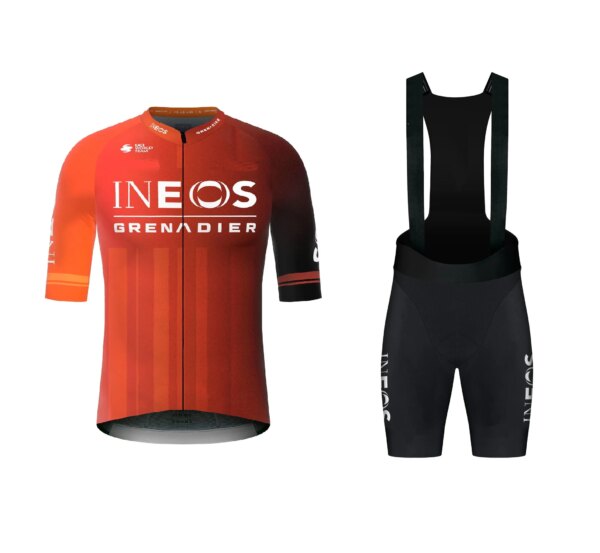 LASER CUT 2024 INEOS Grenadier Team ROJO MANGA CORTA CICLISMO JERSEY VERANO CICLISMO ROPA CICLISMO + BIB SHORTS