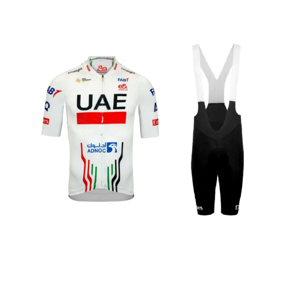 LASER CUT 2024 Equipo de los Emiratos Árabes Unidos JERSEY DE CICLISMO DE MANGA CORTA ROPA DE CICLISMO DE VERANO ROPA CICLISMO + PANTALONES CORTOS