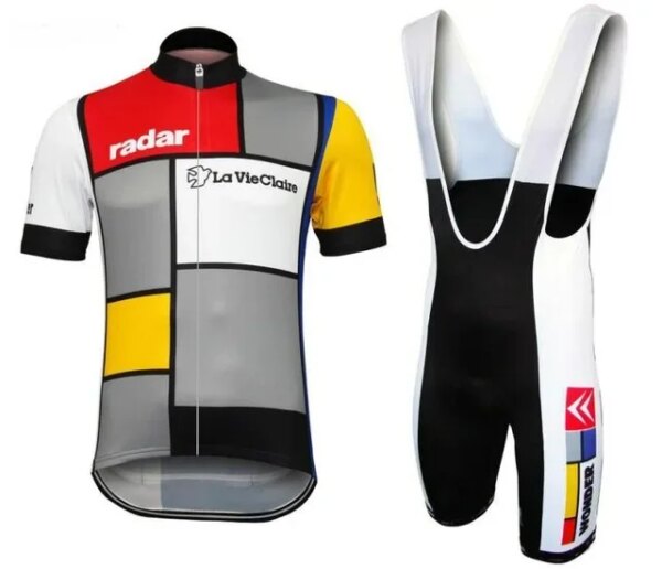 LASER CUT Radar LA VIE CLAIRE TEAM Retro clásico Ciclismo Jersey Ropa de bicicleta de manga corta con pantalones cortos Ropa Ciclismo