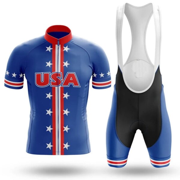 LASER CUT USA NATIONAL MANGA CORTA CICLISMO JERSEY VERANO CICLISMO ROPA CICLISMO+BIB SHORTS