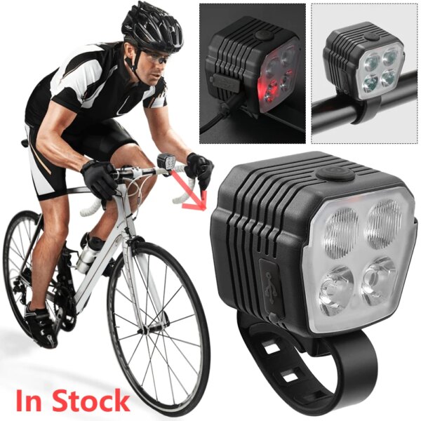 Luz delantera LED para bicicleta, linterna frontal con bocina para conducción nocturna, faro recargable para bicicleta, accesorios para ciclismo