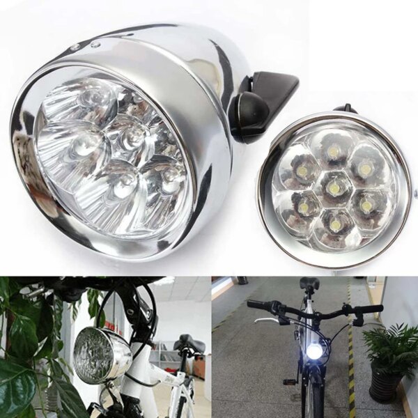 Faro LED, luz delantera de bicicleta, lámpara de linterna Vintage con soporte, luz delantera Retro para bicicleta