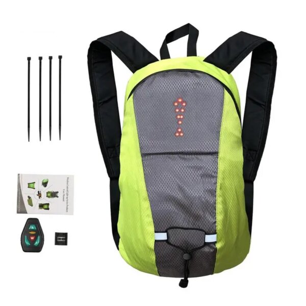 Mochila de ciclismo con luz LED de intermitente, chaleco de ciclismo inalámbrico, bolsa para bicicleta MTB, advertencia reflectante de seguridad, chaleco para patinete eléctrico