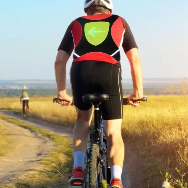 Chaleco de ciclismo inalámbrico LED para hombre, bolsa de bicicleta, chaleco con luz LED de intermitente de seguridad, chalecos reflectantes de advertencia con Control remoto