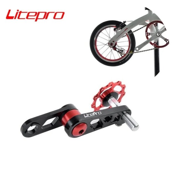 LITEPRO 412 Cadena de bicicleta plegable adaptador de ajuste de tensión rueda de guía de estiramiento pieza de bicicleta plegable BMX