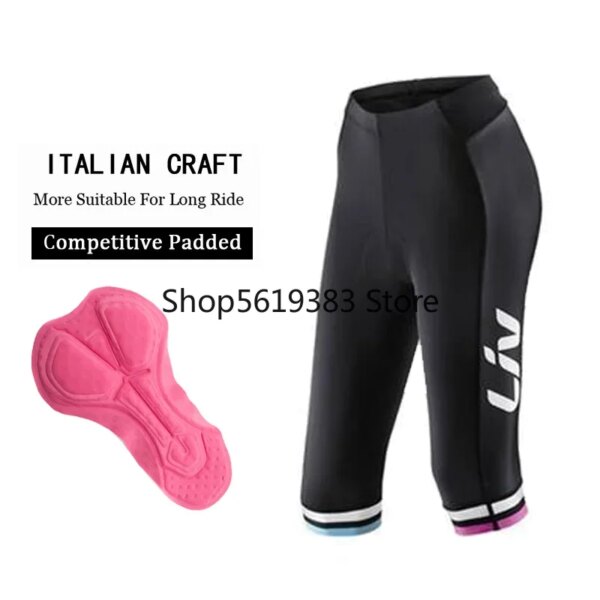 LIV verano ciclismo al aire libre 3/4 pantalones cortos con pechera bicicleta de montaña 7 puntos pantalones de secado rápido a prueba de golpes MTB bicicleta medias con pechera triatlón