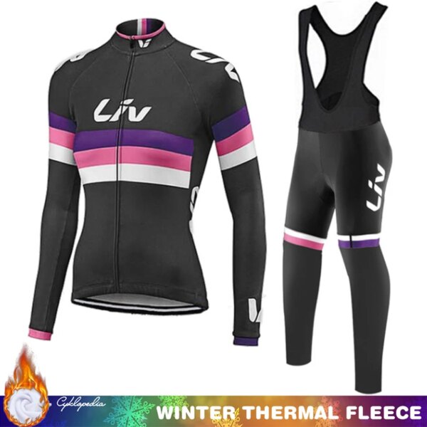 LIV-Camiseta térmica de lana para Ciclismo, ropa de ciclismo de montaña, uniforme para Hombre, conjunto de corte láser para bicicleta de carretera, Maillot térmico de invierno