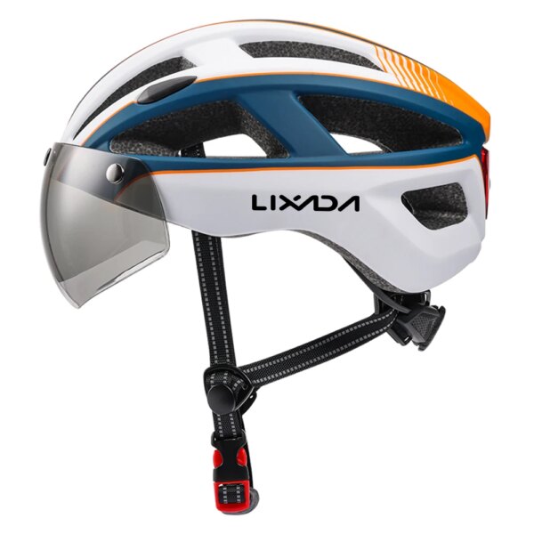 LIXADA Casco de bicicleta de montaña Cascos de ciclismo con gafas magnéticas desmontables y luz trasera Equipos de ciclismo al aire libre