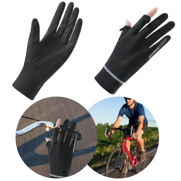 Guantes de seda de hielo con protección solar para mujer, guantes de protección solar de verano, guantes para bicicleta, guantes de motocicleta para Golf, conducción, equitación, pesca, senderismo