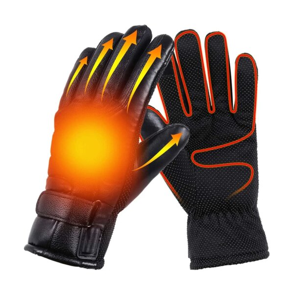 Guantes Térmicos de cuero para ciclismo, resistentes al agua, cálidos guantes calentadores de manos con pantalla táctil, calentador de manos para senderismo, esquí y pesca