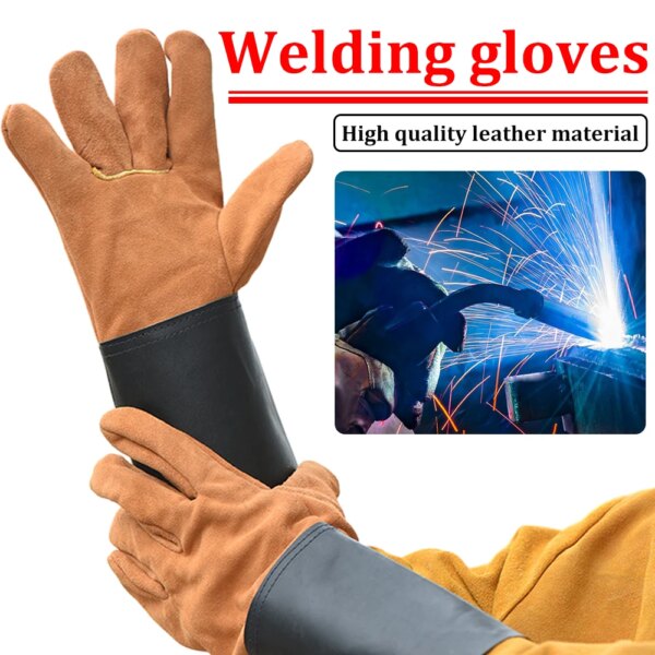 Guantes de protección de cuero para soldar rosas, podar, rosas, jardinería, guantes de piel de vaca, suministros de protección, guantes de trabajo