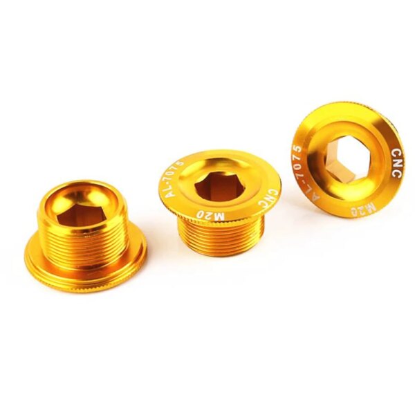 Lebycle 3 Piezas Cubierta de Bielas de Bicicleta Perno de Brazo CNC-7075 Tornillo de Fijación de Bielas MTB para Shimano M4000 M590 M596 M661 XT,Oro
