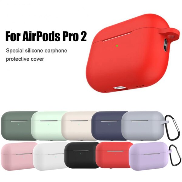 Funda de silicona suave líquida para Apple AirPods Pro 2, funda inalámbrica Bluetooth para airpods pro 2, accesorios con ganchos