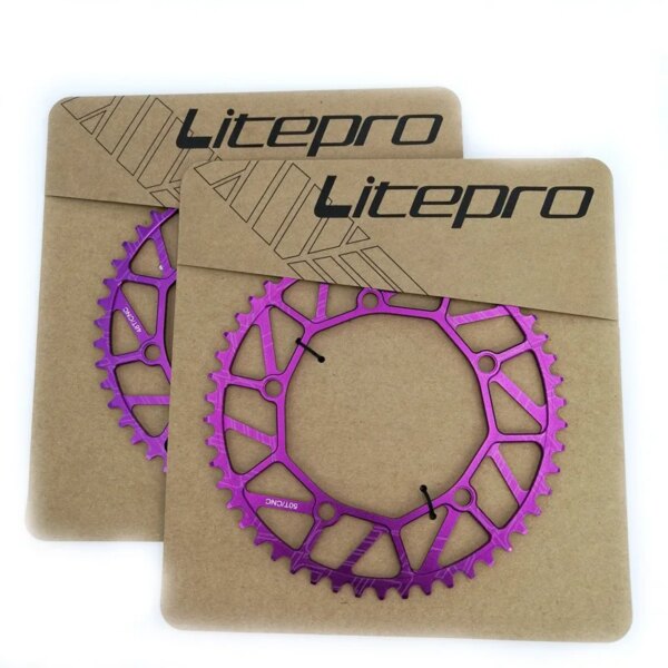 Litepro-rueda de cadena 48T 50T 130BCD, plato morado, rueda dentada hueca de aleación para bicicleta plegable de 8/9/10 velocidades, juego de bielas para bicicleta de carretera