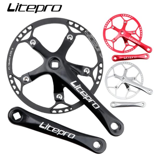 Litepro-platos y bielas para bicicleta BMX BCD de 130MM, rueda dentada integrada, manivela única para bicicleta plegable, accesorio de cadena 45/47/53/56/58T