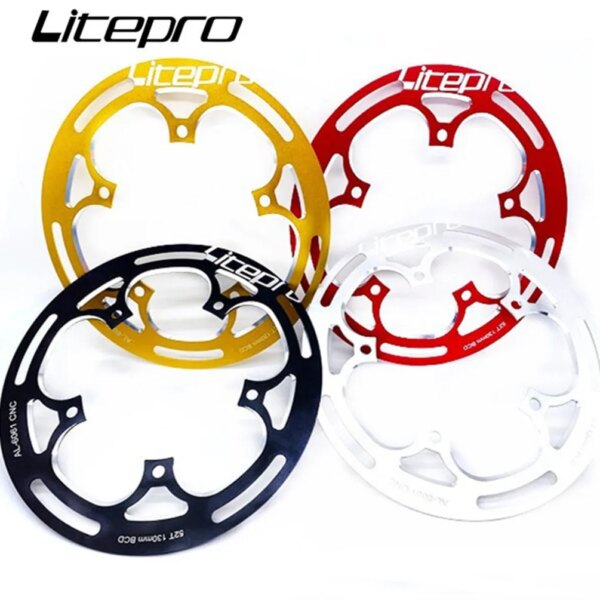 Litepro-Protector de rueda dentada de bicicleta, tecnología CNC, plegable, 130BCD, 52/53T, placa protectora, protección de plato y bielas