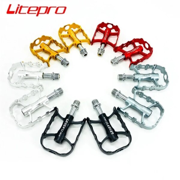 Litepro Pedal ultraligero 184g Pedal de bicicleta plegable aleación de aluminio Pedal antideslizante oro rojo negro plata titanio