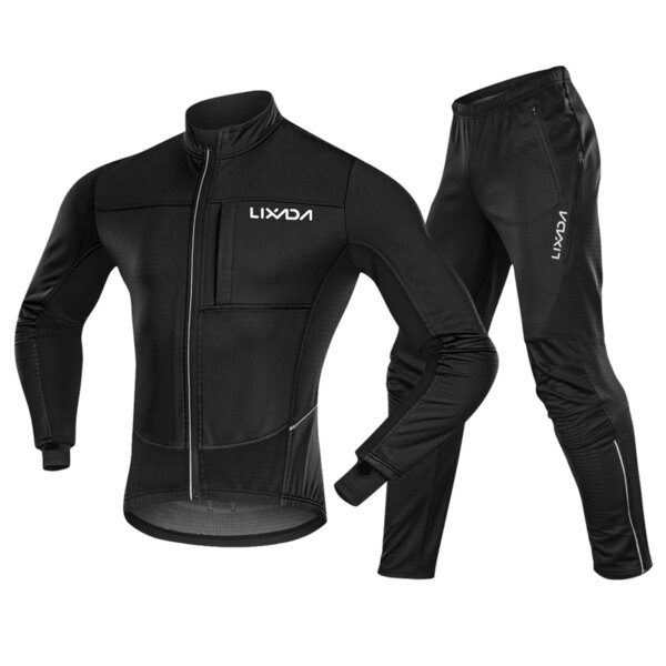 Lixada-Chaqueta de ciclismo impermeable a prueba de viento para hombre, conjunto de Jersey de ciclismo de invierno, chaqueta térmica de manga larga con pantalones, novedad de 2021