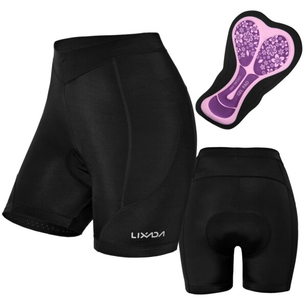 Lixada Pantalones cortos acolchados para bicicleta para mujer, ropa interior acolchada 3D para ciclismo, pantalones cortos acolchados para bicicleta, ropa interior para ciclismo, pantalones cortos