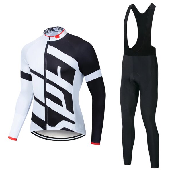 Camisetas de bicicleta de manga larga con pantalones para hombre, conjuntos de ciclismo de otoño e invierno, ropa deportiva de carreras de equipo profesional, trajes de bicicleta, uniforme