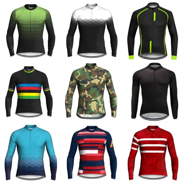 Chaqueta de ciclismo de manga larga para hombre, camiseta de bicicleta, ropa de bicicleta MTB, camiseta deportiva, verde, negro, motocross, carretera de montaña, camiseta ajustada