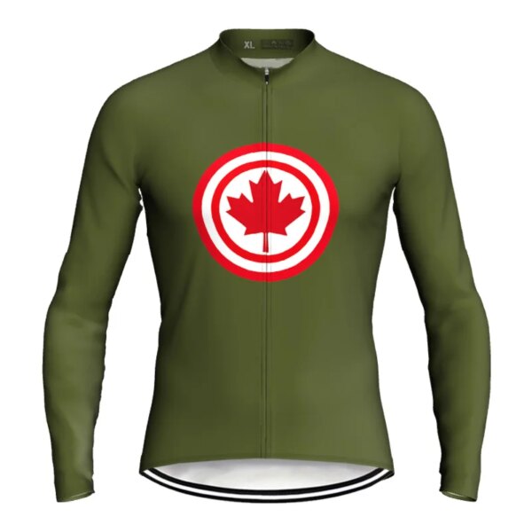 Jersey De Ciclismo De Manga Larga, Chaqueta De Camuflaje Para Bicicleta, MTB De Carretera, Bandera De Canadá, Bolsillo, Verde, Ropa De Carreras, Trajes Deportivos, Ropa De Protección