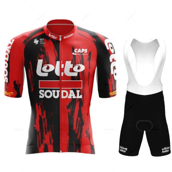 Lotto Soudal-Bicycle Team Conjunto Maillot Ciclismo Manga Corta Ropa Ciclismo MTB Maillot Verano 2024