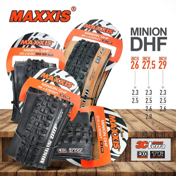 Neumático de bicicleta MAXXIS 29 DHF TR, neumático sin cámara listo para doblar, 26*2,3/2,5 27,5*2,3/2,5/2,6/2,8 29*2,3/2,4/2,6, piezas de neumáticos de bicicleta de montaña