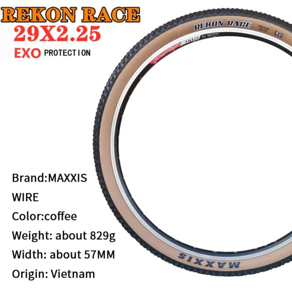 Cubierta de acero MAXXIS REKON RACE MTB 27,5X2,25 29X2,25 29X2,40 desplegada es una excelente opción para senderos secos XC y carreras en pista corta.