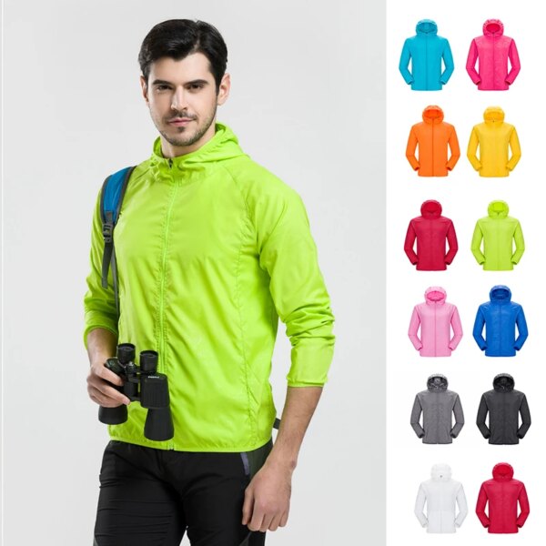 HOMBRES Chaqueta de protección solar Sudadera con capucha Camisas anti-Uv de verano de secado rápido Rompevientos ultraligero Chaqueta de ciclismo impermeable al aire libre