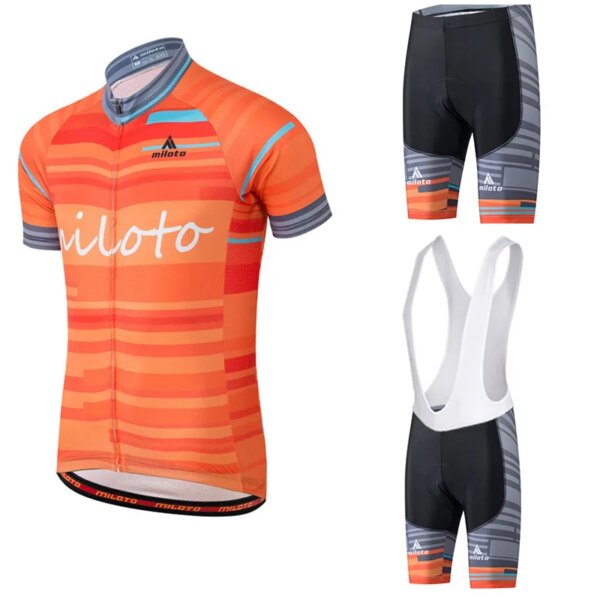 MILOTO-ropa de ciclismo de manga corta, camiseta de ciclismo transpirable, pantalones cortos, conjunto de almohadillas de GEL para bicicleta, verano 2020