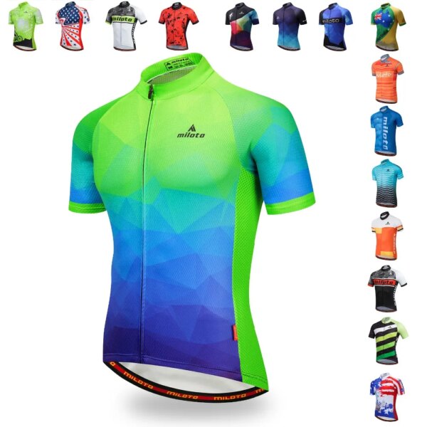 MILOTO-Camiseta de ciclismo profesional para hombre, Tops para bicicleta, ropa de verano para bicicleta, camisetas de manga corta para bicicleta de montaña, maillot de ciclismo para hombre