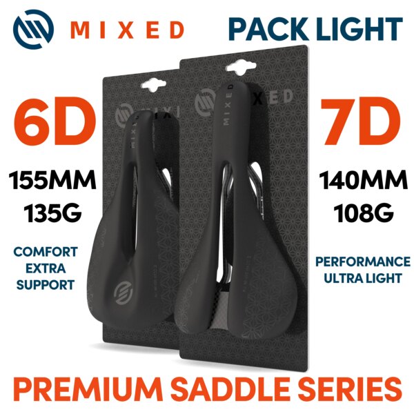 Paquete de sillín mixto de fibra de carbono 5D 6D 7D, cojín ultraligero de 143mm y 155mm para piezas de bicicleta de montaña y carretera
