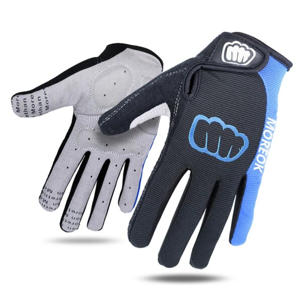 MOREOK Guantes de bicicleta con dedos completos, transpirables, almohadillas SBR de 5 mm, guantes de ciclismo para bicicleta de montaña, ciclismo de carretera, para hombres y mujeres