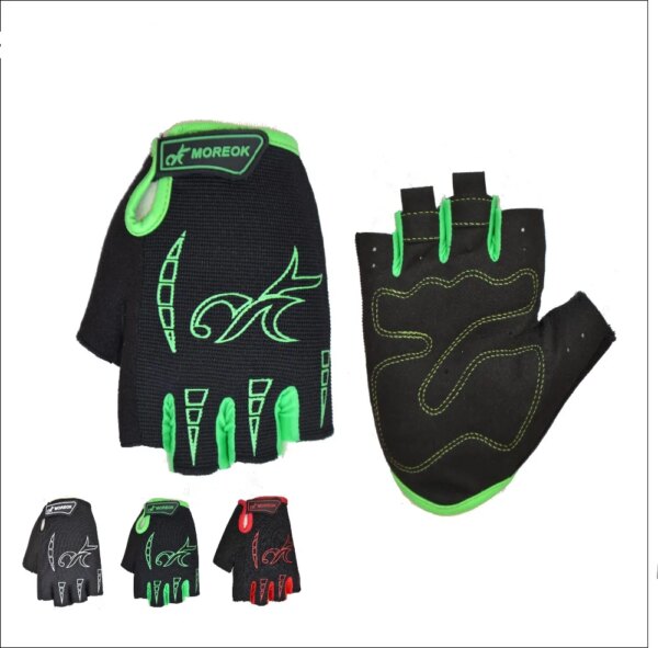 MOREOK poliéster a prueba de golpes esponja deporte carreras verano medio dedo Mtb bicicleta ciclismo guantes para hombres mujeres