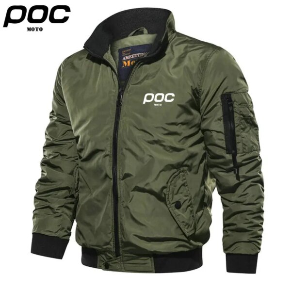 MOTO POC Otoño Invierno chaqueta Bomber para hombre chaqueta informal con cremallera para ciclismo chaqueta gruesa cálida de poliéster ropa de calle abrigo universitario para hombre