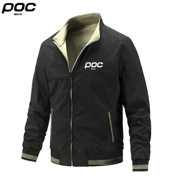 MOTO POC primavera otoño para hombre chaqueta de ciclismo de moda de doble cara abrigo informal a prueba de viento chaquetas de béisbol de Color sólido para hombre