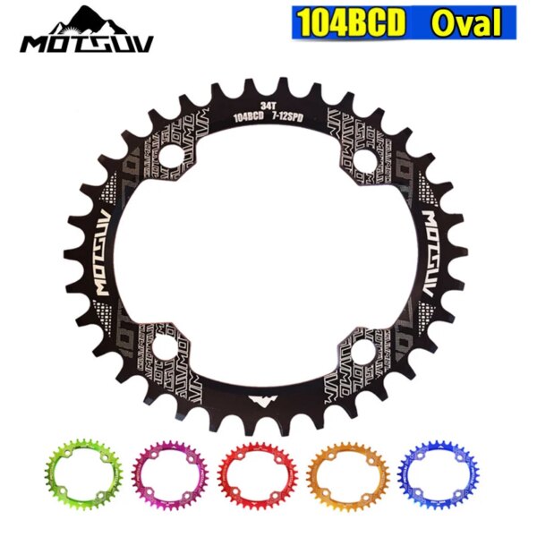 MOTSUV 104BCD Oval MTB bicicleta plato estrecho ancho bicicletas de montaña 32T 34T 36T 38T platos y bielas piezas de placa de un solo diente 104 BCD