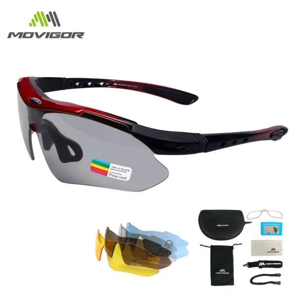 MOVIGOR 5 lentes gafas de ciclismo polarizadas gafas de sol deportivas para hombres gafas de bicicleta de carretera conjunto de gafas de protección de conducción para bicicleta de montaña