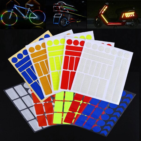 Pegatinas reflectantes para bicicleta de montaña, llanta de rueda de bicicleta con Motor fluorescente, película reflectora de advertencia de seguridad nocturna, pegatinas de cinta adhesiva para coche